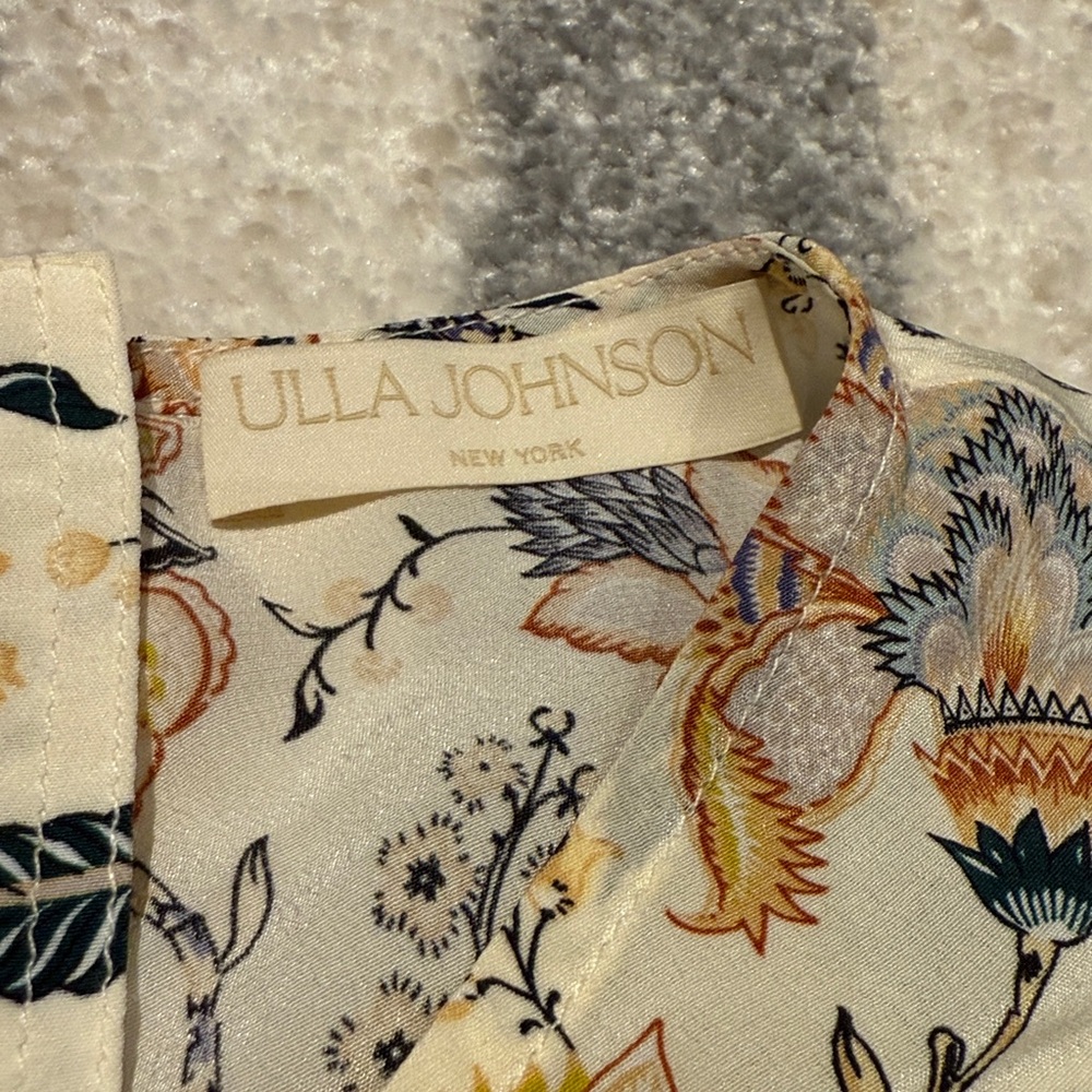 Ulla Johnson Cream and Blue Floral Top